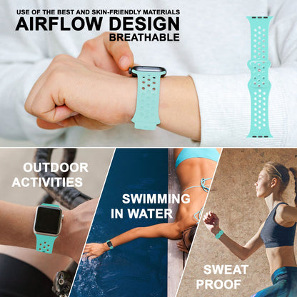 NALIA Gelochtes Silikon Smart-Watch Ersatzarmband kompatibel mit Apple Watch Armband Ultra/SE & Series 8/7/6/5/4/3/2/1, 42mm 44mm 45mm 49mm, iWatch Fitnessarmband Damen & Herren