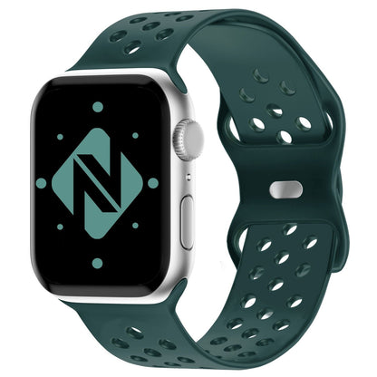 NALIA Gelochtes Silikon Smart-Watch Ersatzarmband kompatibel mit Apple Watch Armband Ultra/SE & Series 8/7/6/5/4/3/2/1, 42mm 44mm 45mm 49mm, iWatch Fitnessarmband Damen & Herren
