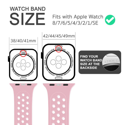 NALIA Gelochtes Silikon Smart-Watch Ersatzarmband kompatibel mit Apple Watch Armband Ultra/SE & Series 8/7/6/5/4/3/2/1, 42mm 44mm 45mm 49mm, iWatch Fitnessarmband Damen & Herren