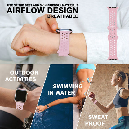 NALIA Gelochtes Silikon Smart-Watch Ersatzarmband kompatibel mit Apple Watch Armband Ultra/SE & Series 8/7/6/5/4/3/2/1, 42mm 44mm 45mm 49mm, iWatch Fitnessarmband Damen & Herren