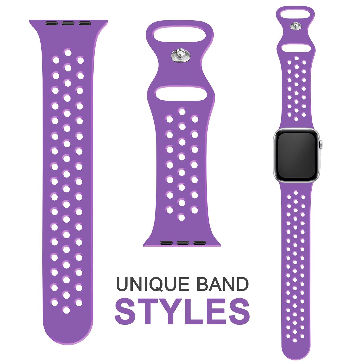 NALIA Gelochtes Silikon Smart-Watch Ersatzarmband kompatibel mit Apple Watch Armband Ultra/SE & Series 8/7/6/5/4/3/2/1, 42mm 44mm 45mm 49mm, iWatch Fitnessarmband Damen & Herren