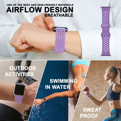 NALIA Gelochtes Silikon Smart-Watch Ersatzarmband kompatibel mit Apple Watch Armband Ultra/SE & Series 8/7/6/5/4/3/2/1, 42mm 44mm 45mm 49mm, iWatch Fitnessarmband Damen & Herren