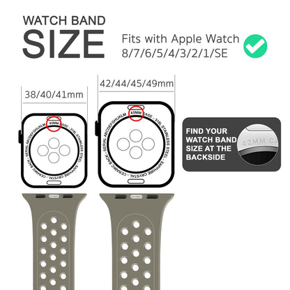 NALIA Gelochtes Silikon Smart-Watch Ersatzarmband kompatibel mit Apple Watch Armband Ultra/SE & Series 8/7/6/5/4/3/2/1, 42mm 44mm 45mm 49mm, iWatch Fitnessarmband Damen & Herren