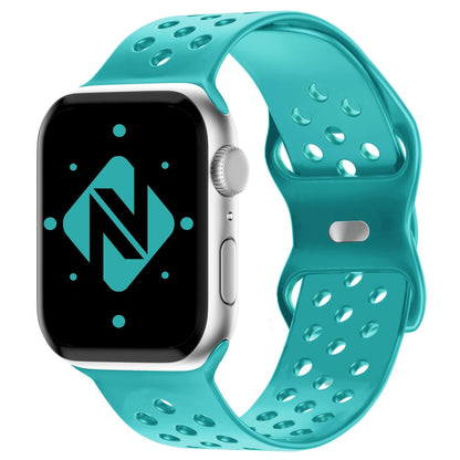 NALIA Gelochtes Silikon Smart-Watch Ersatzarmband kompatibel mit Apple Watch Armband Ultra/SE & Series 8/7/6/5/4/3/2/1, 42mm 44mm 45mm 49mm, iWatch Fitnessarmband Damen & Herren