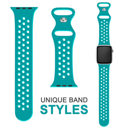 NALIA Gelochtes Silikon Smart-Watch Ersatzarmband kompatibel mit Apple Watch Armband Ultra/SE & Series 8/7/6/5/4/3/2/1, 42mm 44mm 45mm 49mm, iWatch Fitnessarmband Damen & Herren