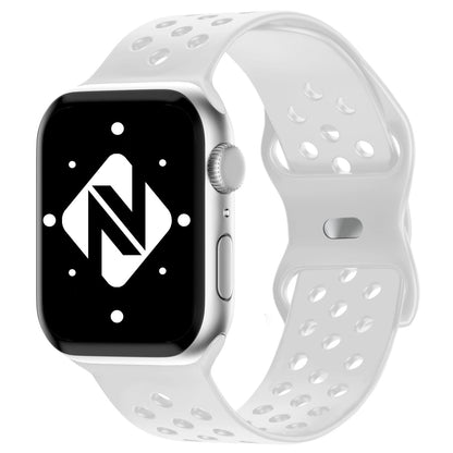 NALIA Gelochtes Silikon Smart-Watch Ersatzarmband kompatibel mit Apple Watch Armband Ultra/SE & Series 8/7/6/5/4/3/2/1, 42mm 44mm 45mm 49mm, iWatch Fitnessarmband Damen & Herren
