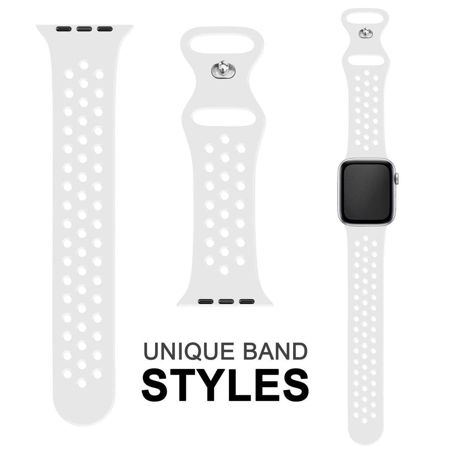 NALIA Gelochtes Silikon Smart-Watch Ersatzarmband kompatibel mit Apple Watch Armband Ultra/SE & Series 8/7/6/5/4/3/2/1, 42mm 44mm 45mm 49mm, iWatch Fitnessarmband Damen & Herren