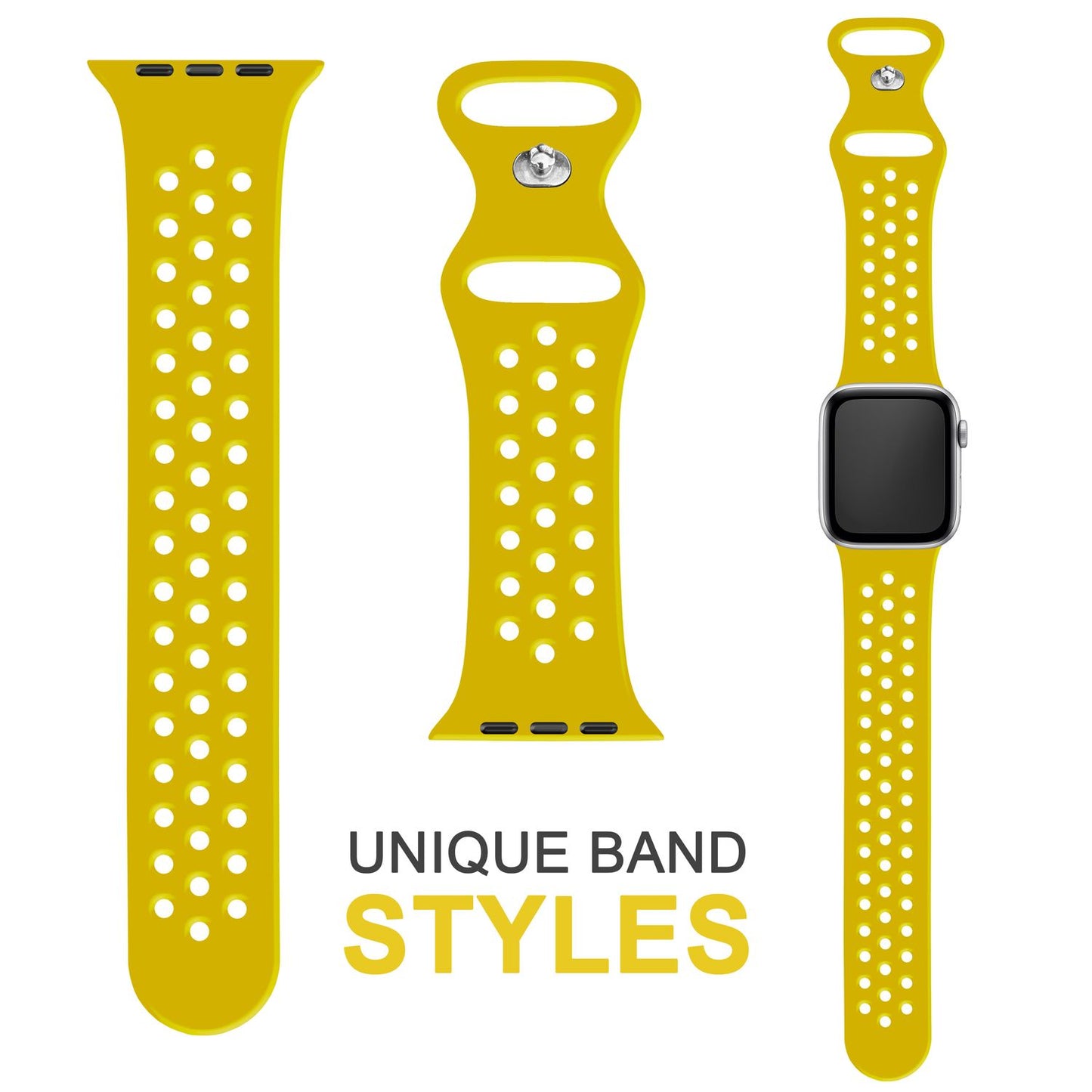 NALIA Gelochtes Silikon Smart-Watch Ersatzarmband kompatibel mit Apple Watch Armband Ultra/SE & Series 8/7/6/5/4/3/2/1, 42mm 44mm 45mm 49mm, iWatch Fitnessarmband Damen & Herren