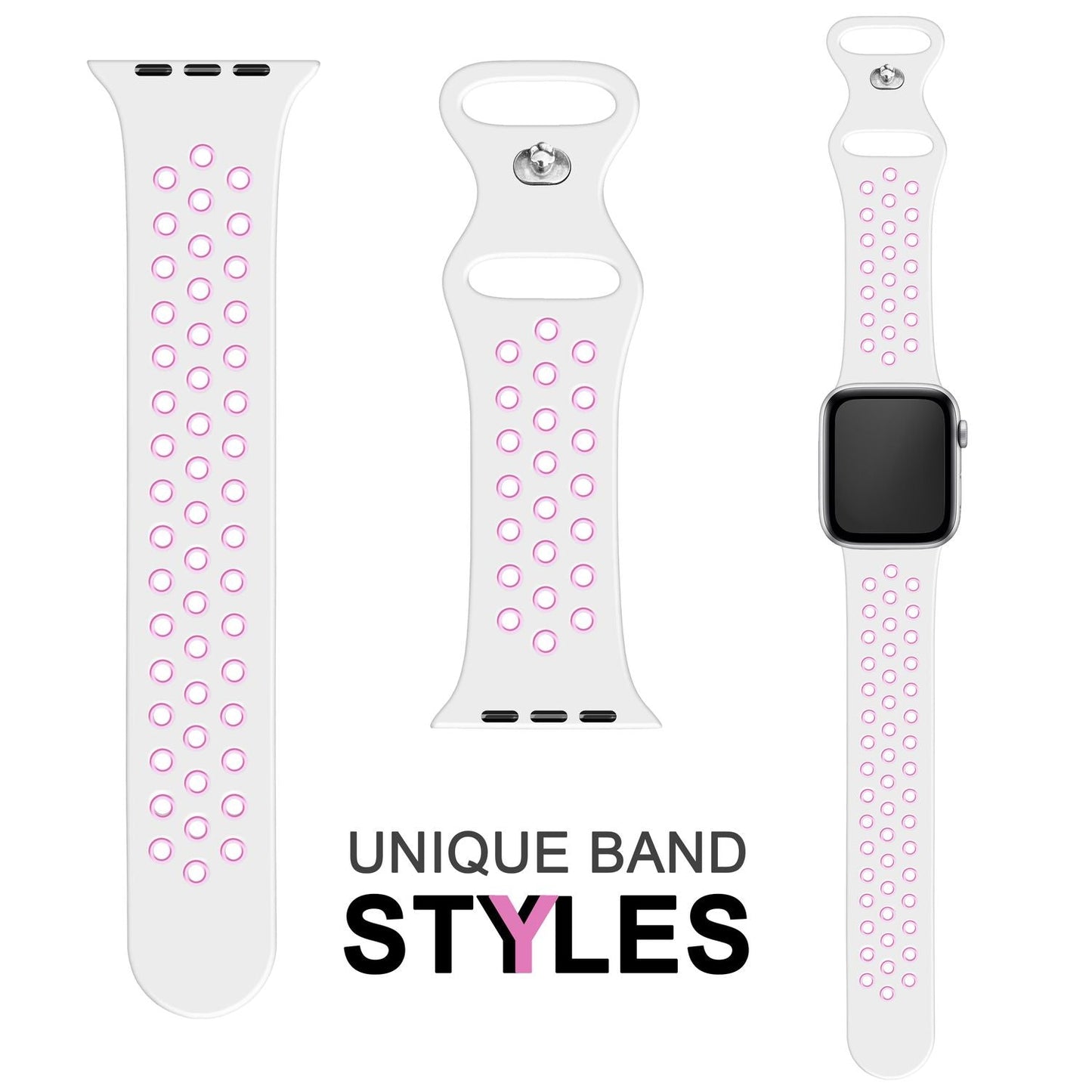 NALIA Silikon Smart Watch Armband Airflow-Löcher kompatibel mit Apple Watch Armband SE & Series 8/7/6/5/4/3/2/1, 38mm 40mm 41mm, iWatch Sport-Band Damen Herren