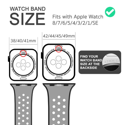 NALIA Silikon Smart Watch Armband Airflow-Löcher kompatibel mit Apple Watch Armband Ultra/SE & Series 8/7/6/5/4/3/2/1, 42mm 44mm 45mm 49mm, iWatch Sport-Band Damen Herren