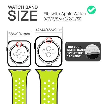 NALIA Silikon Smart Watch Armband Airflow-Löcher kompatibel mit Apple Watch Armband Ultra/SE & Series 8/7/6/5/4/3/2/1, 42mm 44mm 45mm 49mm, iWatch Sport-Band Damen Herren
