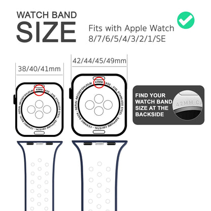 NALIA Silikon Smart Watch Armband Airflow-Löcher kompatibel mit Apple Watch Armband Ultra/SE & Series 8/7/6/5/4/3/2/1, 42mm 44mm 45mm 49mm, iWatch Sport-Band Damen Herren