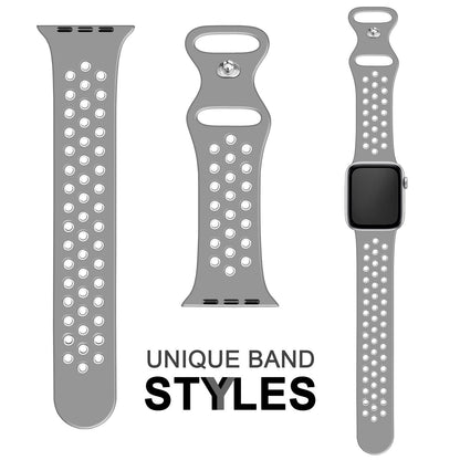 NALIA Silikon Smart Watch Armband Airflow-Löcher kompatibel mit Apple Watch Armband Ultra/SE & Series 8/7/6/5/4/3/2/1, 42mm 44mm 45mm 49mm, iWatch Sport-Band Damen Herren