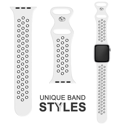 NALIA Silikon Smart Watch Armband Airflow-Löcher kompatibel mit Apple Watch Armband Ultra/SE & Series 8/7/6/5/4/3/2/1, 42mm 44mm 45mm 49mm, iWatch Sport-Band Damen Herren