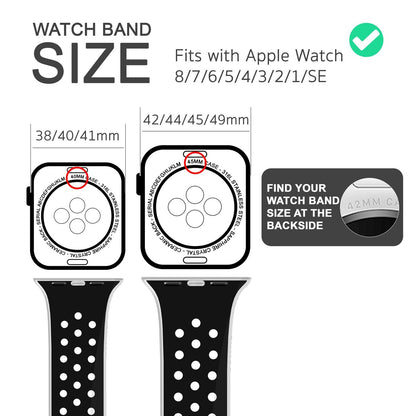 NALIA Silikon Smart Watch Armband Airflow-Löcher kompatibel mit Apple Watch Armband Ultra/SE & Series 8/7/6/5/4/3/2/1, 42mm 44mm 45mm 49mm, iWatch Sport-Band Damen Herren