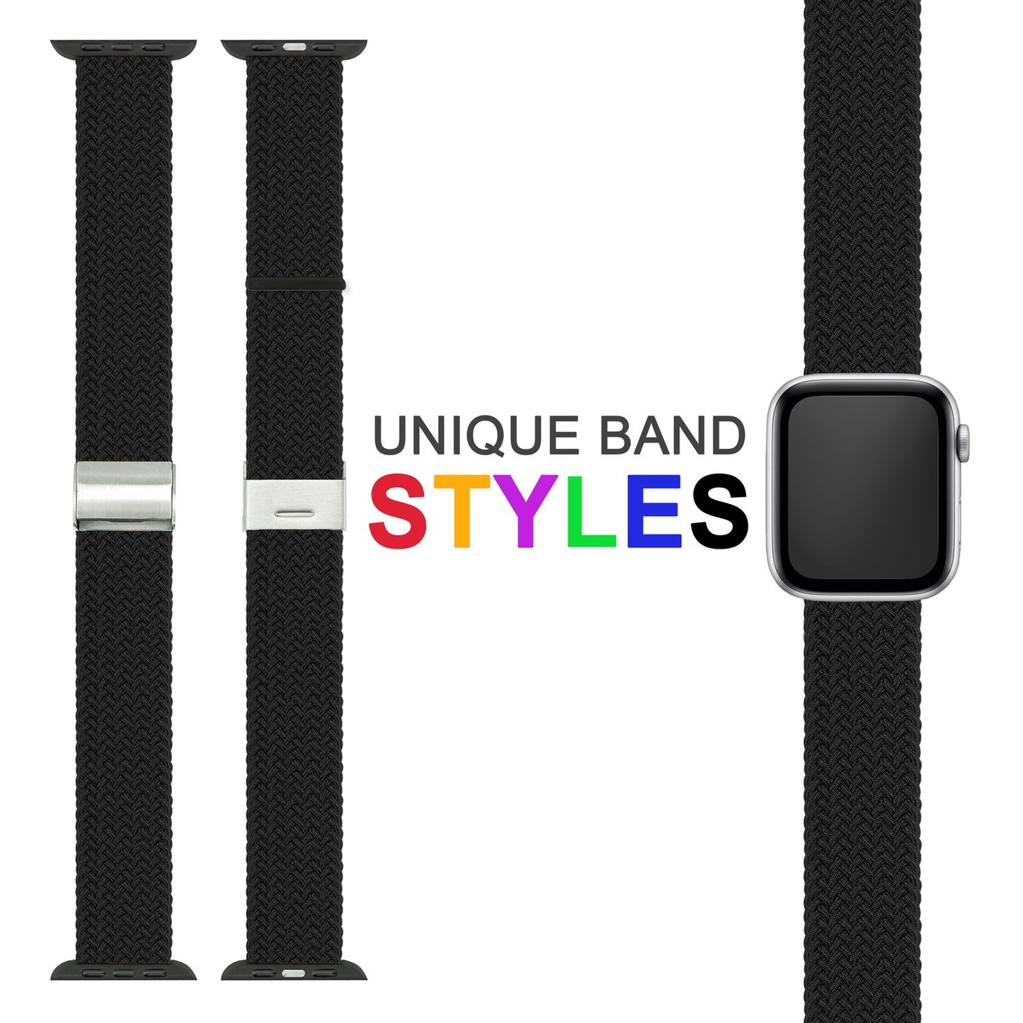 NALIA Geflochtenes Smart Watch Armband kompatibel mit Apple Watch Armband SE & Series 8/7/6/5/4/3/2/1, 38mm 40mm 41mm, iWatch Uhr-Band Damen & Herren, Nylon