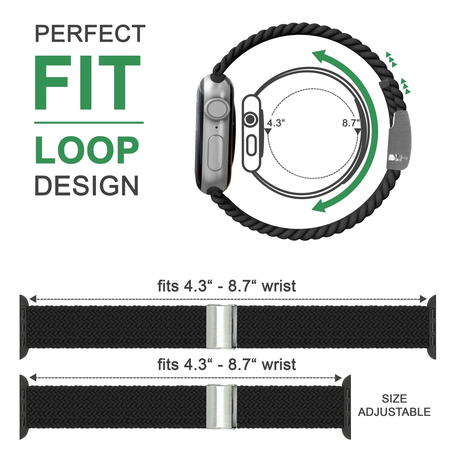 NALIA Geflochtenes Smart Watch Armband kompatibel mit Apple Watch Armband SE & Series 8/7/6/5/4/3/2/1, 38mm 40mm 41mm, iWatch Uhr-Band Damen & Herren, Nylon