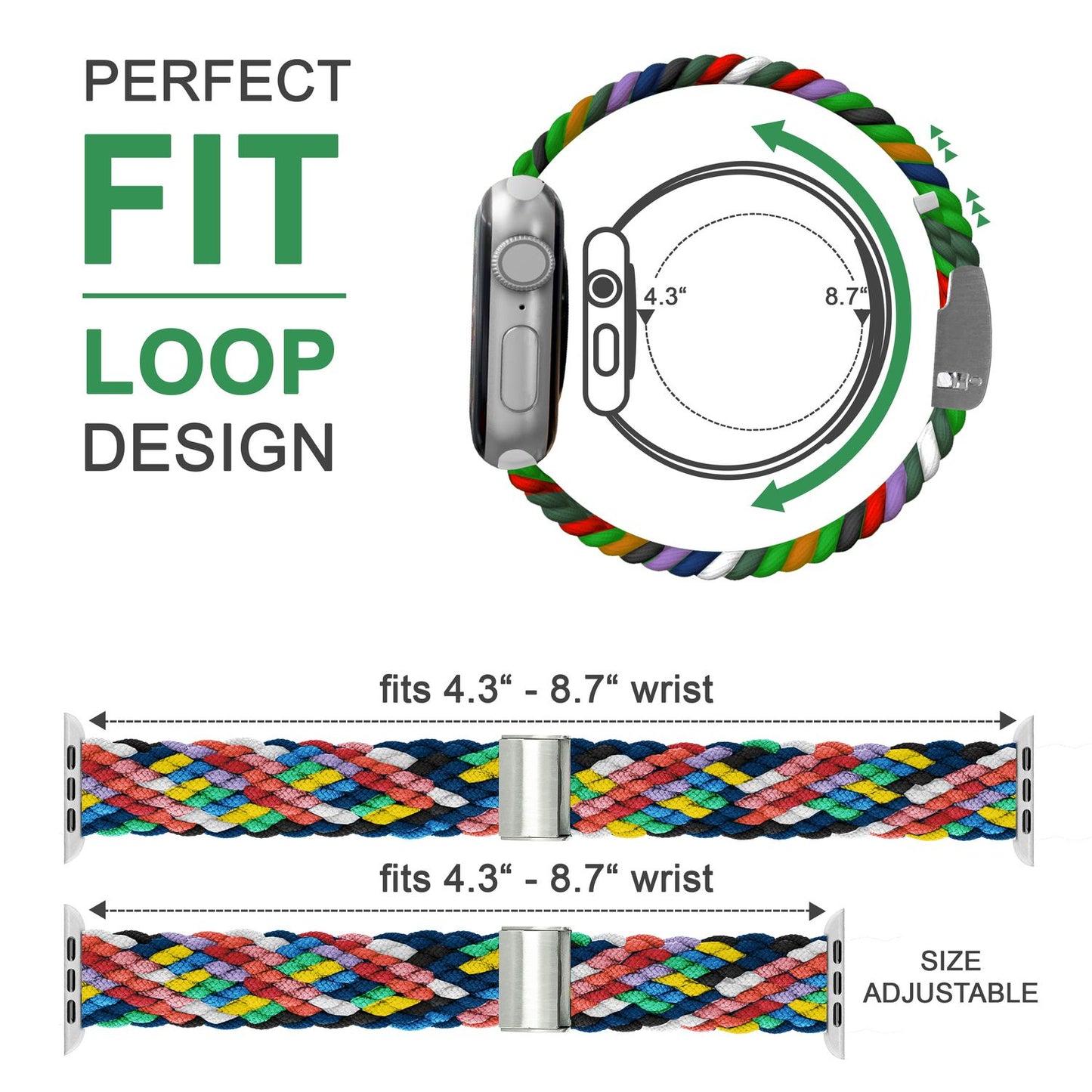 NALIA Geflochtenes Smart Watch Armband kompatibel mit Apple Watch Armband SE & Series 8/7/6/5/4/3/2/1, 38mm 40mm 41mm, iWatch Uhr-Band Damen & Herren, Nylon