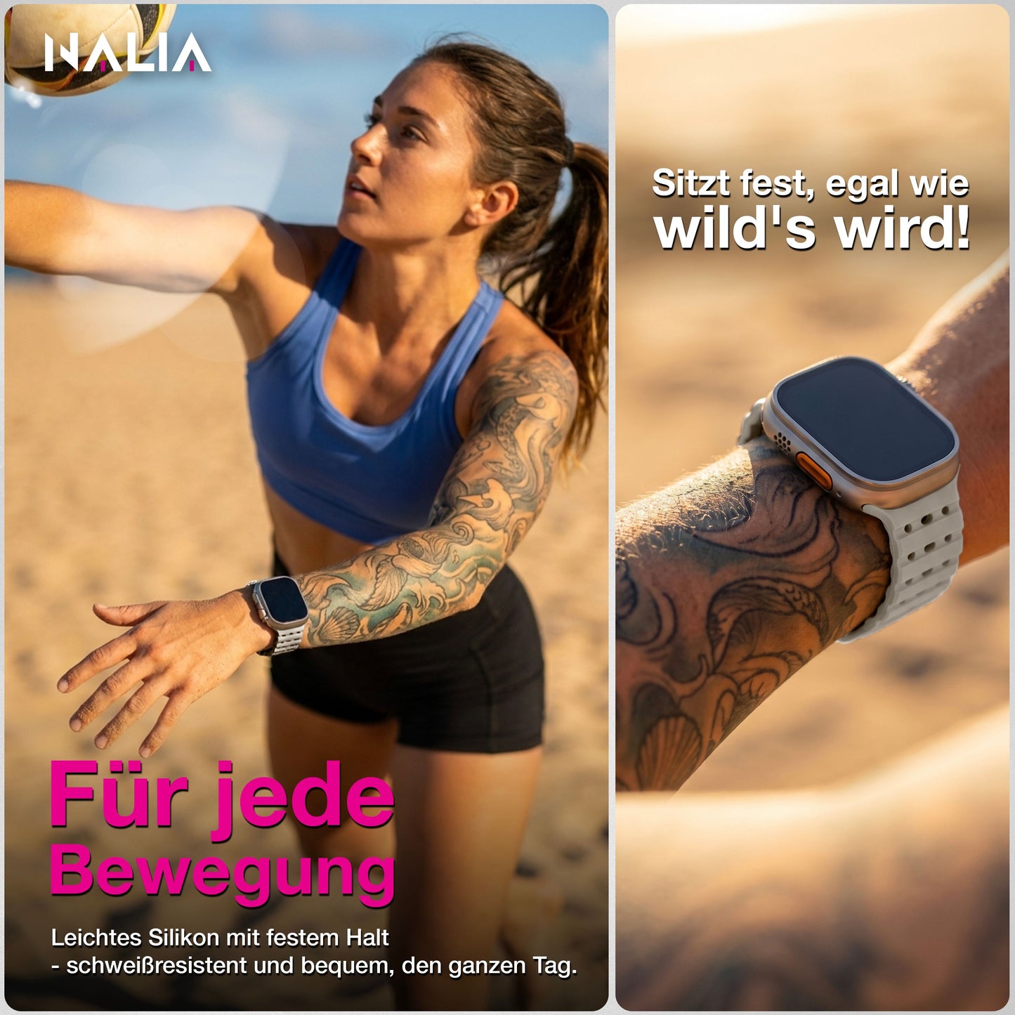 NALIA Volt Magnet Armband kompatibel mit Apple Watch Armband iWatch Series Ultra/SE/10/9/8/7/6/5/4/3/2/1, 42/44/45/49mm, Silikon Band Loop Sportarmband mit Steck-Pin Verschluss