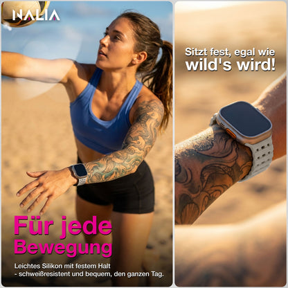 NALIA Volt Magnet Armband kompatibel mit Apple Watch Armband iWatch Series Ultra/SE/10/9/8/7/6/5/4/3/2/1, 42/44/45/49mm, Silikon Band Loop Sportarmband mit Steck-Pin Verschluss