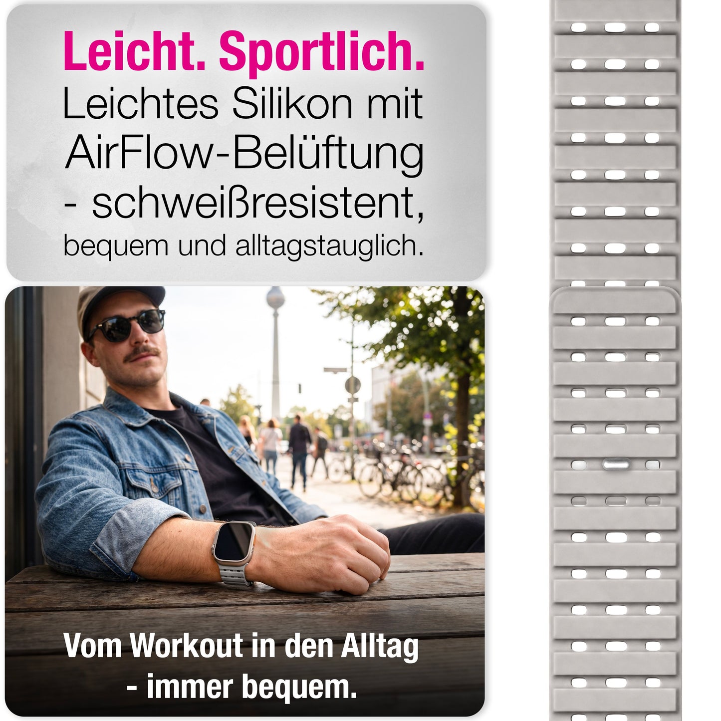 NALIA Volt Magnet Armband kompatibel mit Apple Watch Armband iWatch Series Ultra/SE/10/9/8/7/6/5/4/3/2/1, 42/44/45/49mm, Silikon Band Loop Sportarmband mit Steck-Pin Verschluss