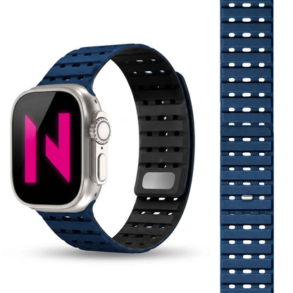 NALIA Volt Magnet Armband kompatibel mit Apple Watch Armband iWatch Series Ultra/SE/10/9/8/7/6/5/4/3/2/1, 42/44/45/49mm, Silikon Band Loop Sportarmband mit Steck-Pin Verschluss