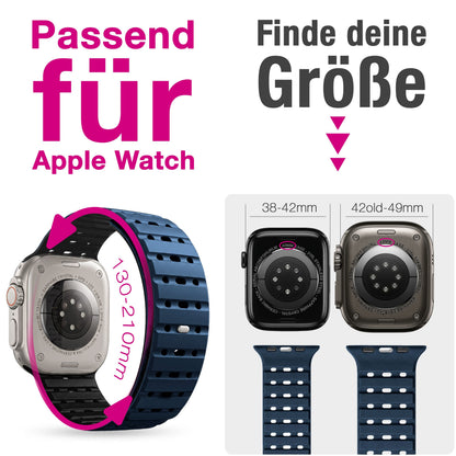 NALIA Volt Magnet Armband kompatibel mit Apple Watch Armband iWatch Series Ultra/SE/10/9/8/7/6/5/4/3/2/1, 42/44/45/49mm, Silikon Band Loop Sportarmband mit Steck-Pin Verschluss