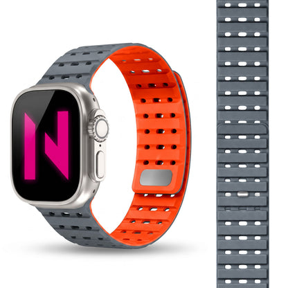 NALIA Volt Magnet Armband kompatibel mit Apple Watch Armband iWatch Series Ultra/SE/10/9/8/7/6/5/4/3/2/1, 42/44/45/49mm, Silikon Band Loop Sportarmband mit Steck-Pin Verschluss