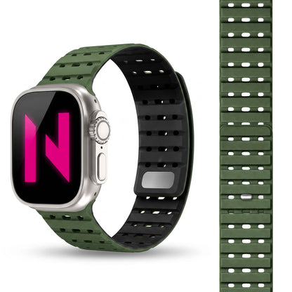 NALIA Volt Magnet Armband kompatibel mit Apple Watch Armband iWatch Series Ultra/SE/10/9/8/7/6/5/4/3/2/1, 42/44/45/49mm, Silikon Band Loop Sportarmband mit Steck-Pin Verschluss