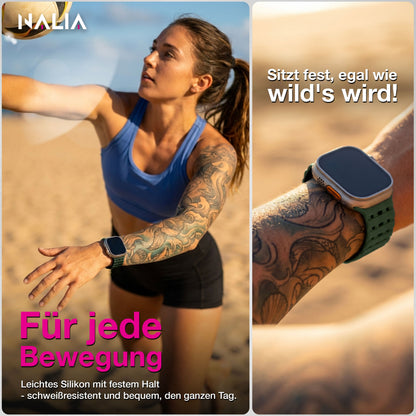NALIA Volt Magnet Armband kompatibel mit Apple Watch Armband iWatch Series Ultra/SE/10/9/8/7/6/5/4/3/2/1, 42/44/45/49mm, Silikon Band Loop Sportarmband mit Steck-Pin Verschluss