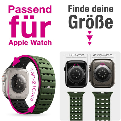 NALIA Volt Magnet Armband kompatibel mit Apple Watch Armband iWatch Series Ultra/SE/10/9/8/7/6/5/4/3/2/1, 42/44/45/49mm, Silikon Band Loop Sportarmband mit Steck-Pin Verschluss