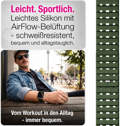 NALIA Volt Magnet Armband kompatibel mit Apple Watch Armband iWatch Series Ultra/SE/10/9/8/7/6/5/4/3/2/1, 42/44/45/49mm, Silikon Band Loop Sportarmband mit Steck-Pin Verschluss