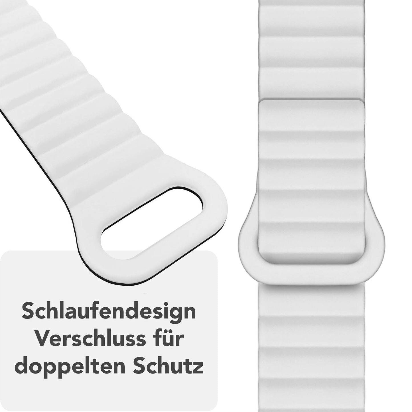 NALIA Core Magnet Armband kompatibel mit Apple Watch SE & iWatch Series 10 9 8 7 6 5 4 3 2 1, 38/40/41/42mm, Atmungsaktives Silikon Loop, Sportarmband mit Rillen Design