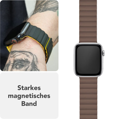NALIA Core Magnet Armband kompatibel mit Apple Watch SE & iWatch Series 10 9 8 7 6 5 4 3 2 1, 38/40/41/42mm, Atmungsaktives Silikon Loop, Sportarmband mit Rillen Design