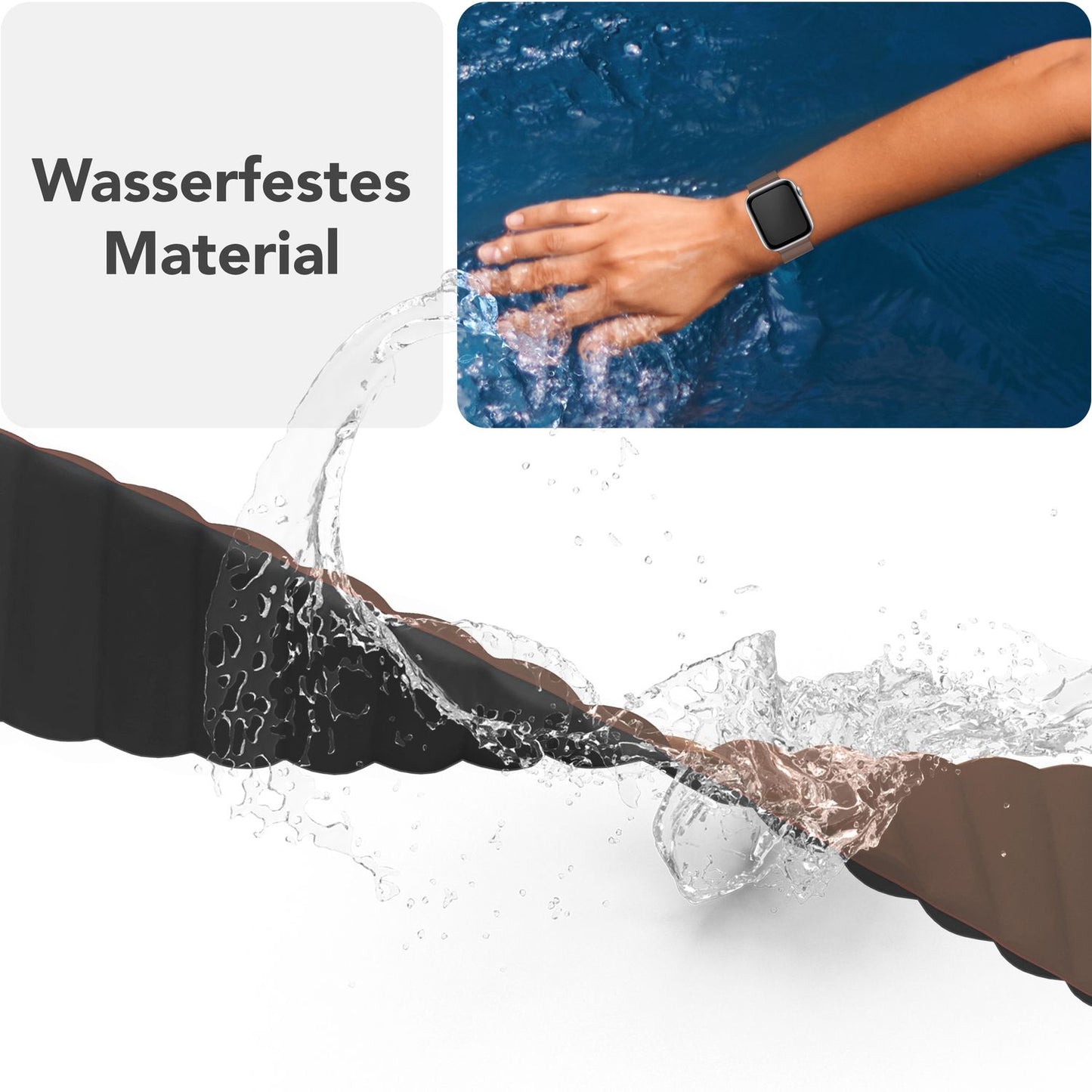NALIA Core Magnet Armband kompatibel mit Apple Watch SE & iWatch Series 10 9 8 7 6 5 4 3 2 1, 38/40/41/42mm, Atmungsaktives Silikon Loop, Sportarmband mit Rillen Design