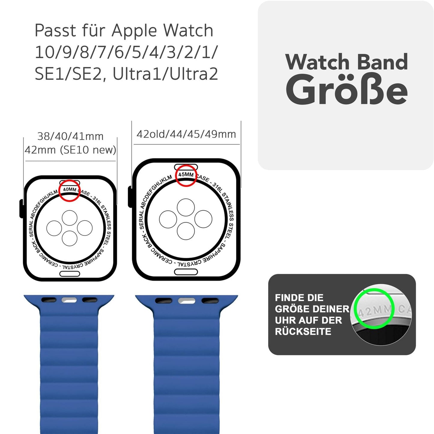 NALIA Core Magnet Armband kompatibel mit Apple Watch SE & iWatch Series 10 9 8 7 6 5 4 3 2 1, 38/40/41/42mm, Atmungsaktives Silikon Loop, Sportarmband mit Rillen Design