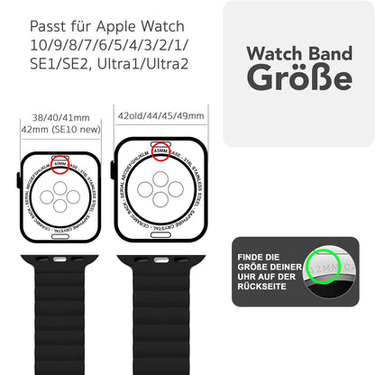 NALIA Core Magnet Armband kompatibel mit Apple Watch SE & iWatch Series 10 9 8 7 6 5 4 3 2 1, 38/40/41/42mm, Atmungsaktives Silikon Loop, Sportarmband mit Rillen Design