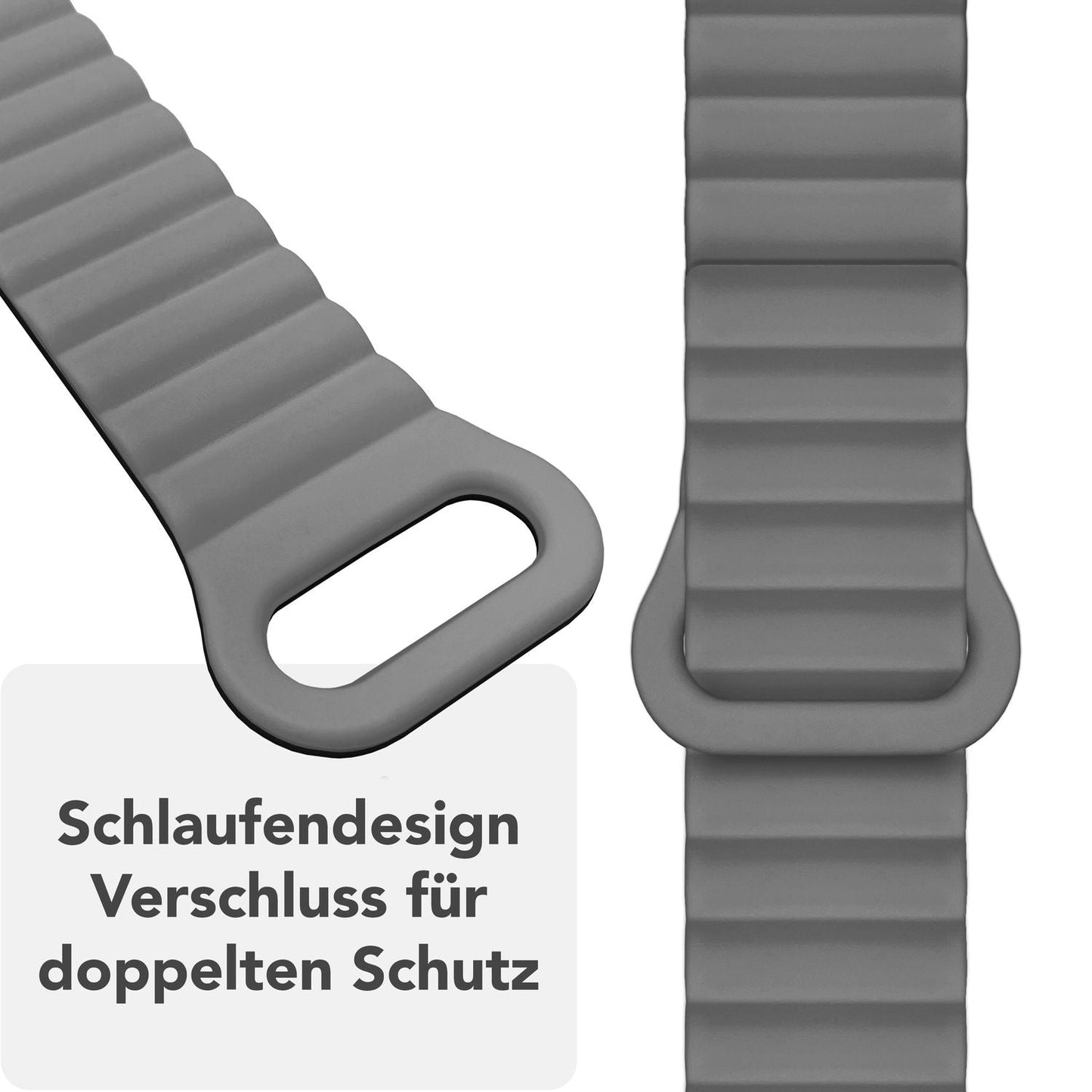 NALIA Core Magnet Armband kompatibel mit Apple Watch SE & iWatch Series 10 9 8 7 6 5 4 3 2 1, 38/40/41/42mm, Atmungsaktives Silikon Loop, Sportarmband mit Rillen Design