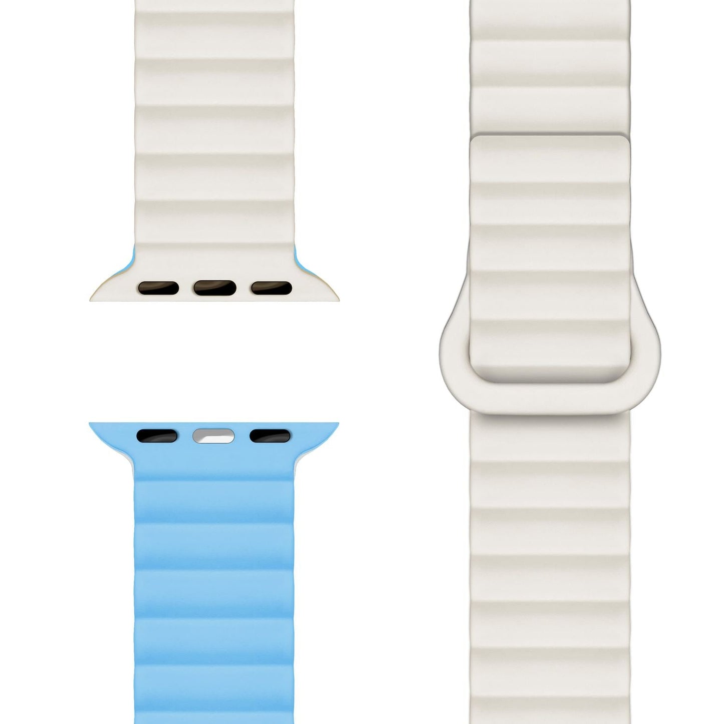NALIA Core Magnet Armband kompatibel mit Apple Watch SE & iWatch Series 10 9 8 7 6 5 4 3 2 1, 38/40/41/42mm, Atmungsaktives Silikon Loop, Sportarmband mit Rillen Design