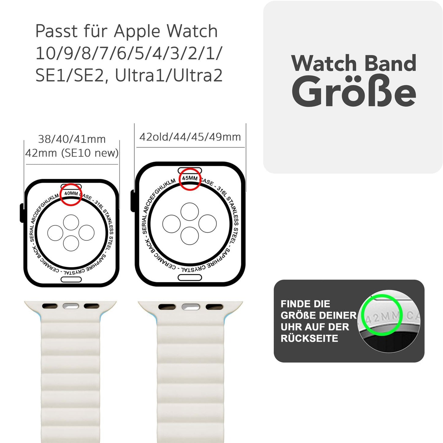 NALIA Core Magnet Armband kompatibel mit Apple Watch SE & iWatch Series 10 9 8 7 6 5 4 3 2 1, 38/40/41/42mm, Atmungsaktives Silikon Loop, Sportarmband mit Rillen Design