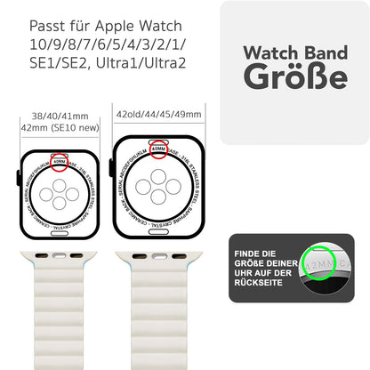 NALIA Core Magnet Armband kompatibel mit Apple Watch SE & iWatch Series 10 9 8 7 6 5 4 3 2 1, 38/40/41/42mm, Atmungsaktives Silikon Loop, Sportarmband mit Rillen Design