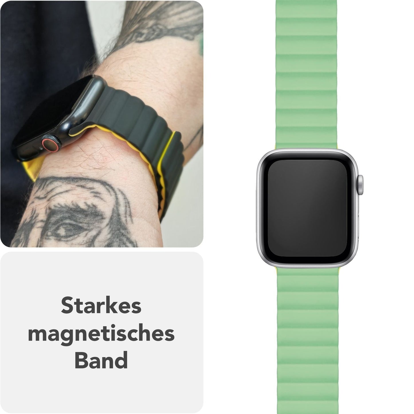 NALIA Core Magnet Armband kompatibel mit Apple Watch SE & iWatch Series 10 9 8 7 6 5 4 3 2 1, 38/40/41/42mm, Atmungsaktives Silikon Loop, Sportarmband mit Rillen Design