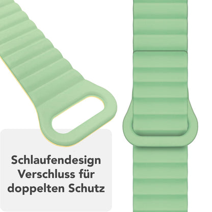 NALIA Core Magnet Armband kompatibel mit Apple Watch SE & iWatch Series 10 9 8 7 6 5 4 3 2 1, 38/40/41/42mm, Atmungsaktives Silikon Loop, Sportarmband mit Rillen Design