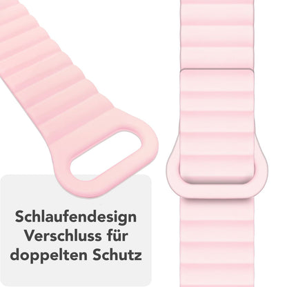 NALIA Core Magnet Armband kompatibel mit Apple Watch SE & iWatch Series 10 9 8 7 6 5 4 3 2 1, 38/40/41/42mm, Atmungsaktives Silikon Loop, Sportarmband mit Rillen Design