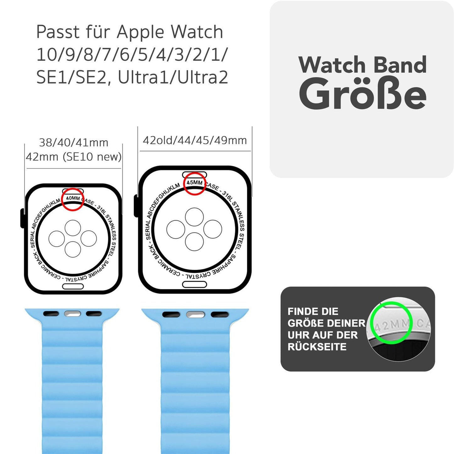 NALIA Core Magnet Armband kompatibel mit Apple Watch SE & iWatch Series 10 9 8 7 6 5 4 3 2 1, 38/40/41/42mm, Atmungsaktives Silikon Loop, Sportarmband mit Rillen Design