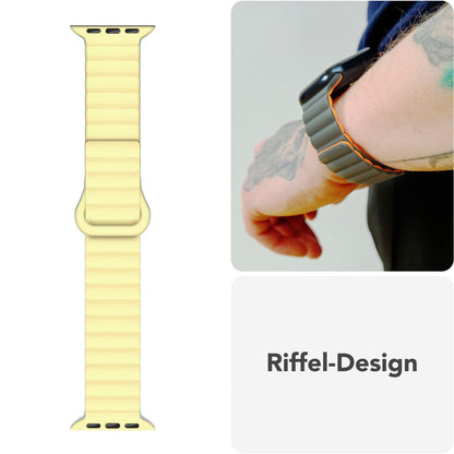 NALIA Core Magnet Armband kompatibel mit Apple Watch SE & iWatch Series 10 9 8 7 6 5 4 3 2 1, 38/40/41/42mm, Atmungsaktives Silikon Loop, Sportarmband mit Rillen Design