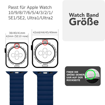 NALIA Core Magnet Armband kompatibel mit Apple Watch SE & iWatch Series 10 9 8 7 6 5 4 3 2 1, 38/40/41/42mm, Atmungsaktives Silikon Loop, Sportarmband mit Rillen Design