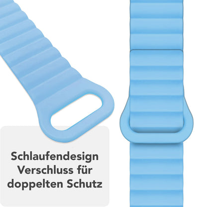 NALIA Core Magnet Armband kompatibel mit Apple Watch SE & iWatch Series 10 9 8 7 6 5 4 3 2 1, 38/40/41/42mm, Atmungsaktives Silikon Loop, Sportarmband mit Rillen Design