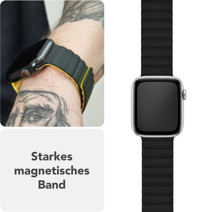 NALIA Core Magnet Armband kompatibel mit Apple Watch SE & iWatch Series 10 9 8 7 6 5 4 3 2 1, 38/40/41/42mm, Atmungsaktives Silikon Loop, Sportarmband mit Rillen Design