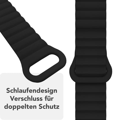 NALIA Core Magnet Armband kompatibel mit Apple Watch SE & iWatch Series 10 9 8 7 6 5 4 3 2 1, 38/40/41/42mm, Atmungsaktives Silikon Loop, Sportarmband mit Rillen Design